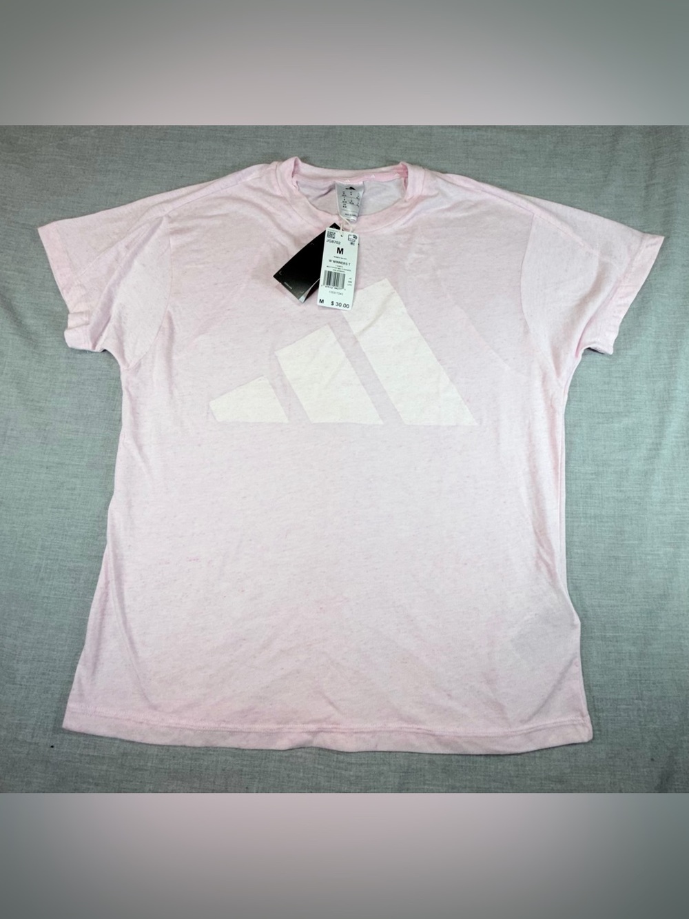 adidas Womans Light Pink Short Sleeve Tee with White Logo